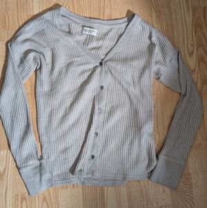 Abercrombie & Fitch Taupe Thermal Button Up Henley Size XS